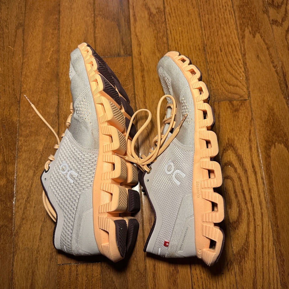 On Cloud X 2.0 Gray Orange Sneakers Running Shoes Women's Sz 8.5 - Picture 4 of 6